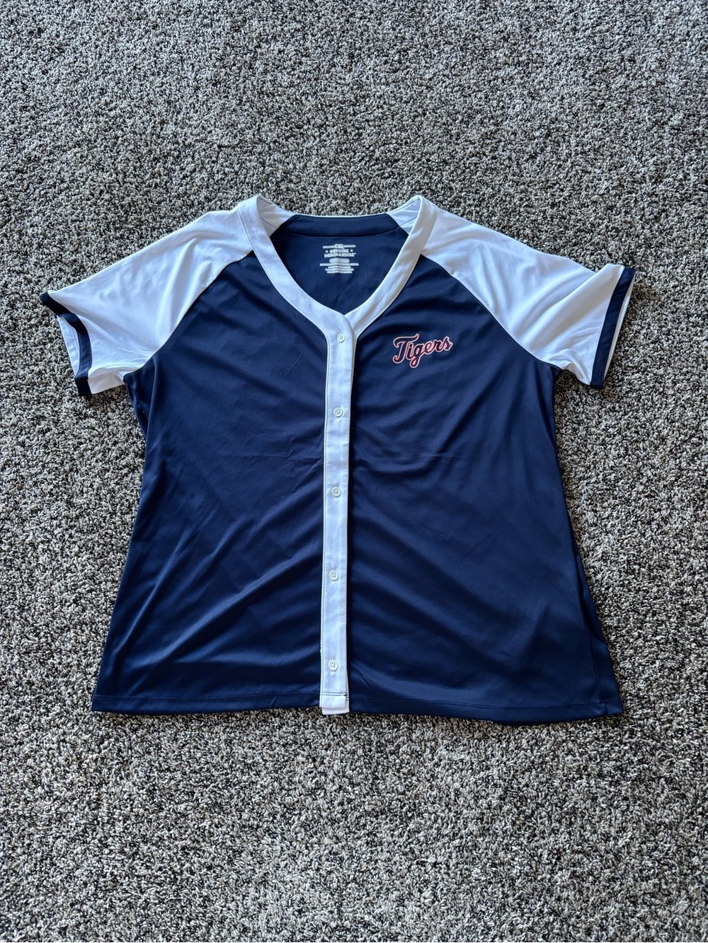 Tigers Navy & White Women’s Baseball-Style Button Front Top